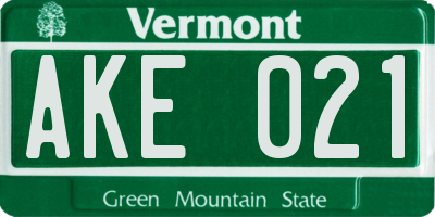 VT license plate AKE021