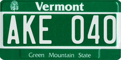 VT license plate AKE040