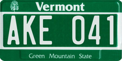 VT license plate AKE041