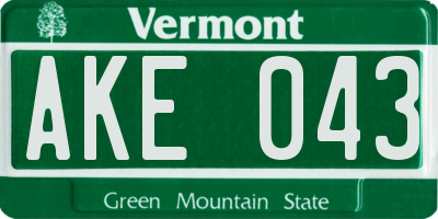 VT license plate AKE043