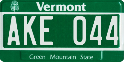 VT license plate AKE044
