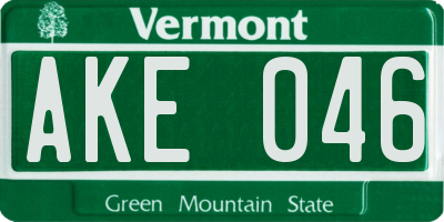 VT license plate AKE046