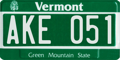 VT license plate AKE051