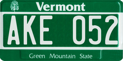 VT license plate AKE052