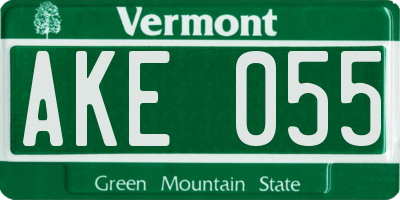 VT license plate AKE055
