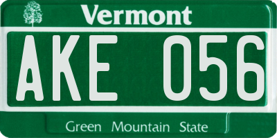 VT license plate AKE056
