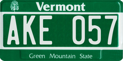 VT license plate AKE057