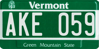 VT license plate AKE059