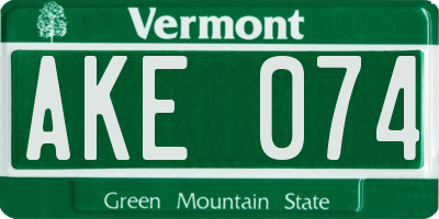 VT license plate AKE074