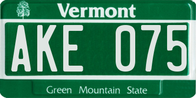 VT license plate AKE075