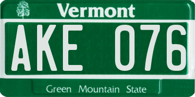 VT license plate AKE076