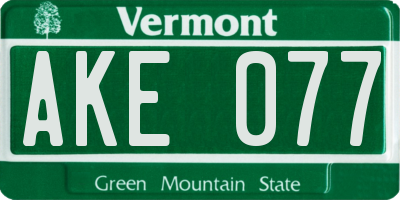 VT license plate AKE077