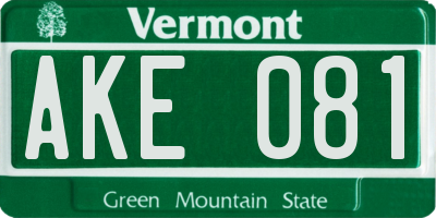 VT license plate AKE081