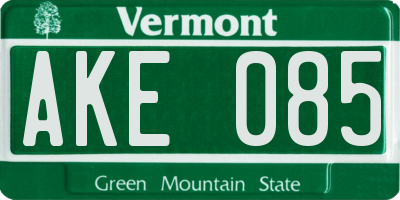 VT license plate AKE085