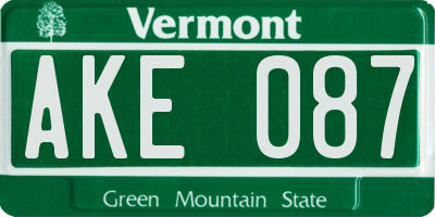 VT license plate AKE087