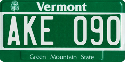 VT license plate AKE090