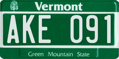 VT license plate AKE091