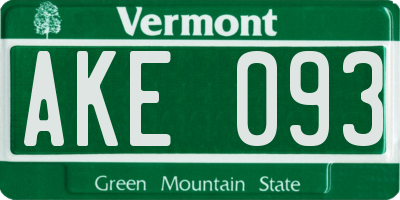 VT license plate AKE093