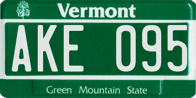 VT license plate AKE095