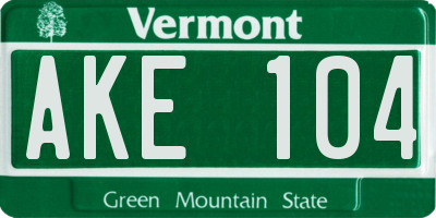 VT license plate AKE104