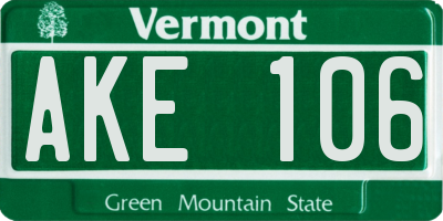 VT license plate AKE106