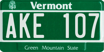 VT license plate AKE107