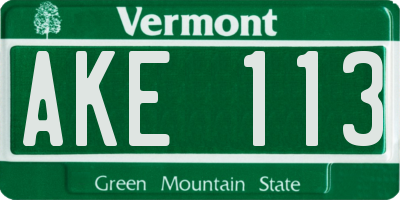 VT license plate AKE113