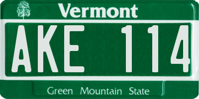 VT license plate AKE114