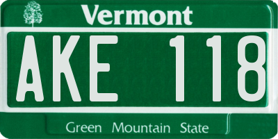 VT license plate AKE118