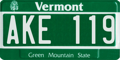 VT license plate AKE119