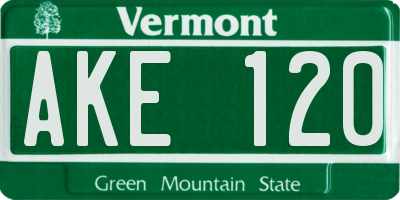 VT license plate AKE120