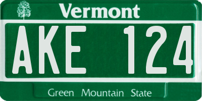 VT license plate AKE124