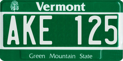 VT license plate AKE125