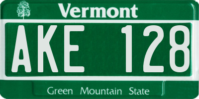 VT license plate AKE128