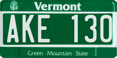 VT license plate AKE130