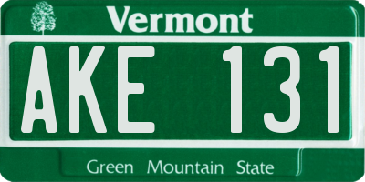 VT license plate AKE131