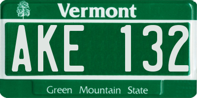 VT license plate AKE132