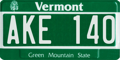 VT license plate AKE140