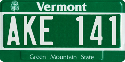VT license plate AKE141