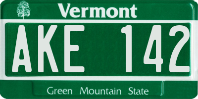 VT license plate AKE142