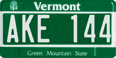 VT license plate AKE144