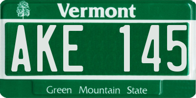 VT license plate AKE145