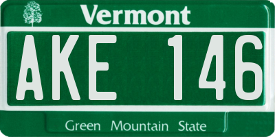 VT license plate AKE146