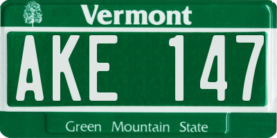 VT license plate AKE147
