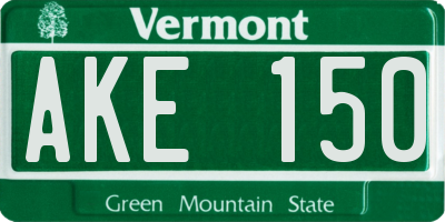 VT license plate AKE150