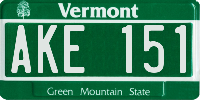 VT license plate AKE151