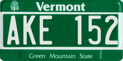 VT license plate AKE152