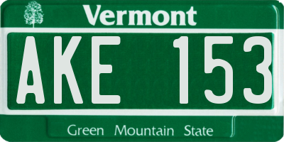 VT license plate AKE153