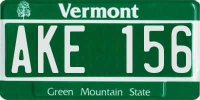 VT license plate AKE156