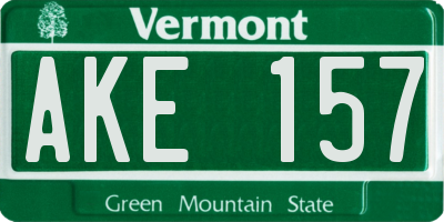 VT license plate AKE157